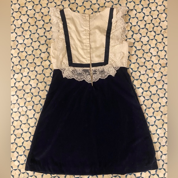 Janie and Jack Navy and White Dress with Lace Detail size 10 - Picture 5 of 7
